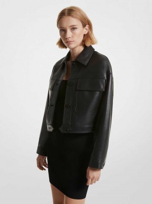 Michaelkors Leather Cropped Černé | SN-MK26573
