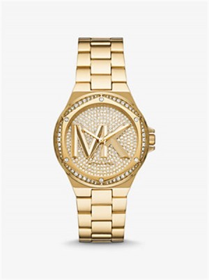 Michaelkors Lennox Pavé Logo Gold-Tone Logo Watch Zlaté | SN-MK28409