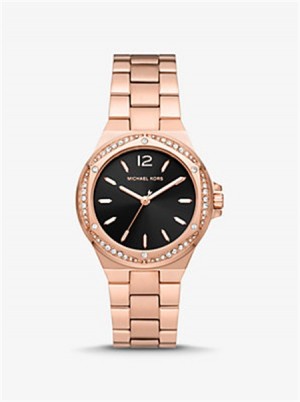 Michaelkors Lennox Pavé Rose Gold-Tone Watch Růžové Zlaté | SN-MK28439
