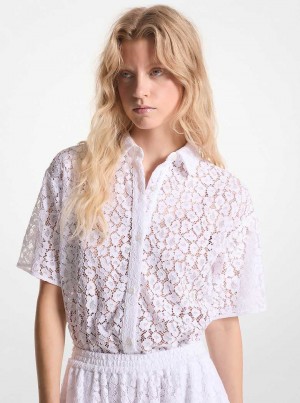 Michaelkors Leopard Corded Lace Shirt Bílé | SN-MK26499
