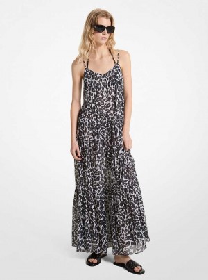 Michaelkors Leopard Logo Cotton Tiered Šedé | SN-MK26649