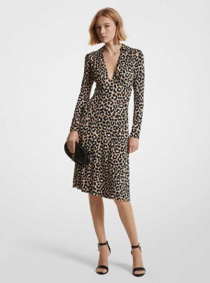 Michaelkors Leopard Print Stretch Matte Jersey Hnědožlutý Černé | SN-MK26776
