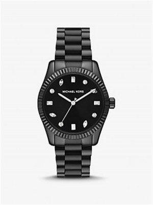 Michaelkors Lexington Pavé Black-Tone Watch Černé | SN-MK28416