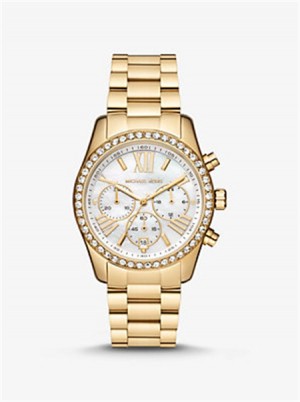 Michaelkors Lexington Pavé Gold-Tone Watch Zlaté | SN-MK28403
