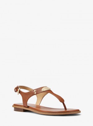 Michaelkors Logo Plate Leather Hnědé | SN-MK27519
