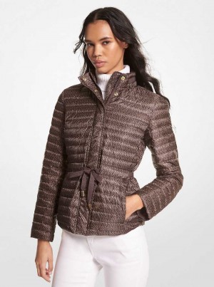 Michaelkors Logo Satin Ciré Packable Čokolády | SN-MK26597