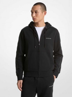Michaelkors Logo Tape Cotton Blend Zip-Up Černé | SN-MK28041