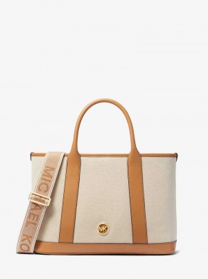 Michaelkors Luisa Medium Cotton Canvas Hnědé | SN-MK27351