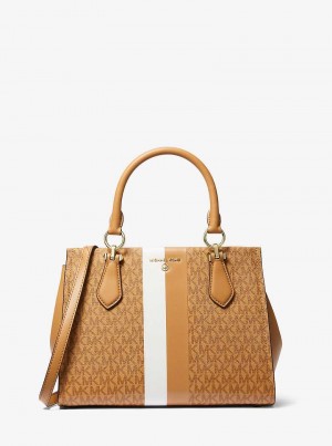 Michaelkors Marilyn Medium Logo Stripe Hnědé | SN-MK27325