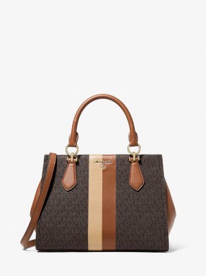 Michaelkors Marilyn Medium Logo Stripe Hnědé | SN-MK27327