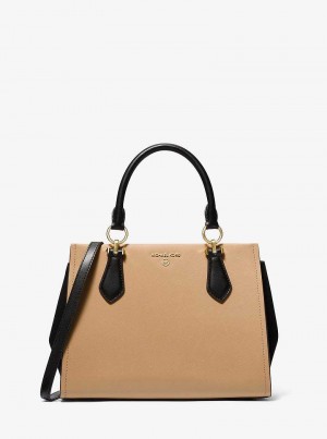 Michaelkors Marilyn Medium Two-Tone Saffiano Leather Černé Hnědé | SN-MK27365