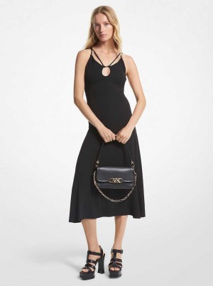 Michaelkors Matte Jersey Cutout Midi Černé | SN-MK26693