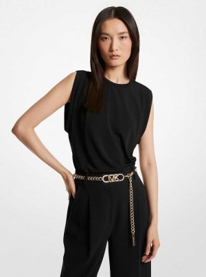 Michaelkors Matte Jersey Sleeveless T-Shirt Černé | SN-MK26500