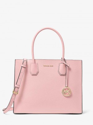 Michaelkors Mercer Large Pebbled Leather Accordion Růžové | SN-MK26794