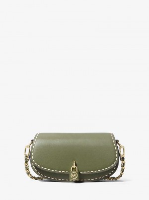 Michaelkors Mila Small Hand-Stitched Leather Olivy Zelené | SN-MK27080