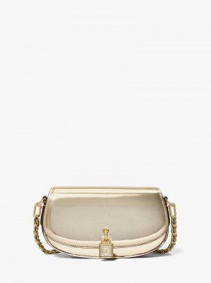 Michaelkors Mila Small Metallic Leather Zlaté | SN-MK27067