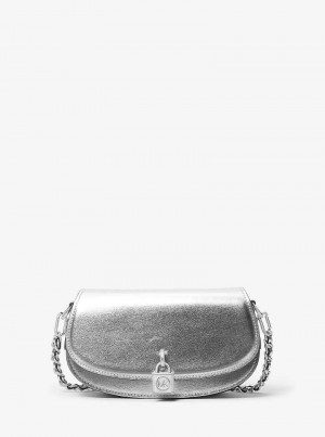 Michaelkors Mila Small Metallic Leather Stříbrné | SN-MK27077