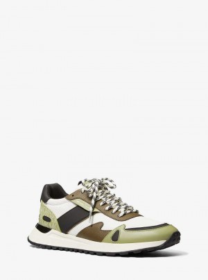 Michaelkors Miles Color-Block Signature Logo and Mesh Olivy Zelené | SN-MK28242