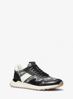 Michaelkors Miles Empire Logo Jacquard and Leather Černé | SN-MK28208