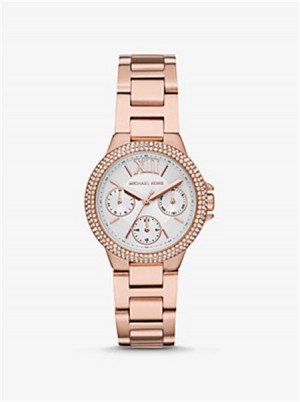 Michaelkors Mini Camille Pavé Rose Gold-Tone Watch Růžové Zlaté | SN-MK28392