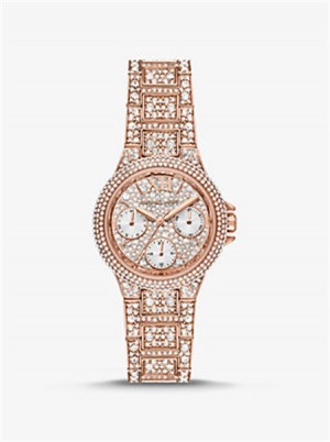 Michaelkors Mini Camille Pavé Rose Gold-Tone Watch Růžové Zlaté | SN-MK28397