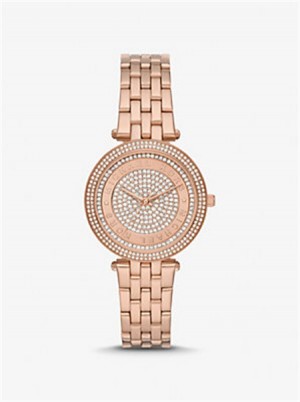 Michaelkors Mini Darci Pavé Rose Gold-Tone Watch Růžové Zlaté | SN-MK28356