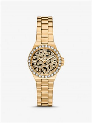 Michaelkors Mini Lennox Animal Pavé Gold-Tone Watch Zlaté | SN-MK28365