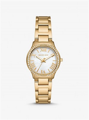 Michaelkors Mini Sage Pavé Gold-Tone Watch Zlaté | SN-MK28406