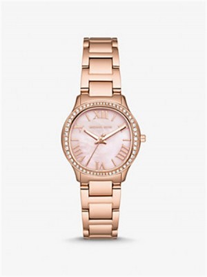 Michaelkors Mini Sage Pavé Rose Gold-Tone Watch Růžové Zlaté | SN-MK28373