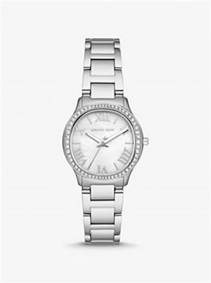 Michaelkors Mini Sage Pavé Silver-Tone Watch Stříbrné | SN-MK28423