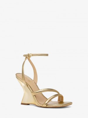 Michaelkors Nadina Metallic Lizard Embossed Leather Zlaté | SN-MK27596