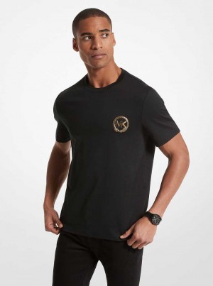 Michaelkors New Year Graphic Logo Cotton Jersey Černé | SN-MK27985