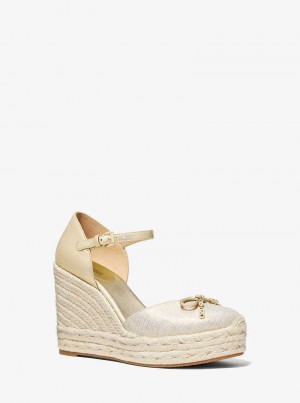 Michaelkors Nori Metallic Leather and Linen Zlaté | SN-MK27613