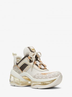 Michaelkors Olympia Extreme Color-Block Canvas and Mesh Krém | SN-MK27414