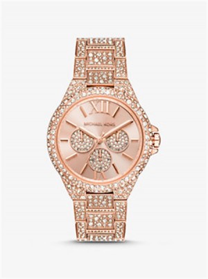 Michaelkors Oversized Camille Pavé Rose Gold-Tone Watch Růžové Zlaté | SN-MK28421