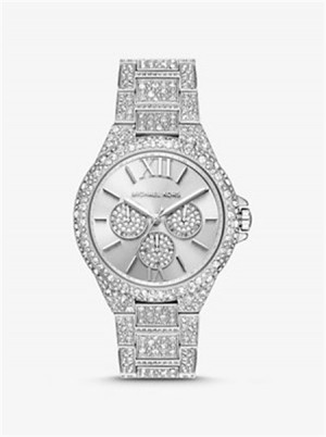 Michaelkors Oversized Camille Pavé Silver-Tone Watch Stříbrné | SN-MK28332