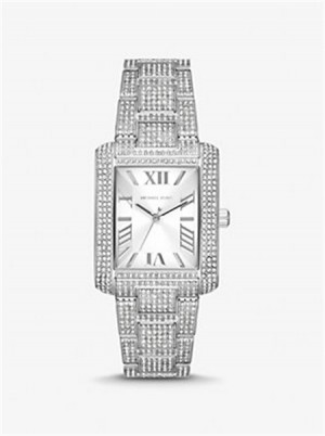 Michaelkors Oversized Emery Pavé Silver-Tone Watch Stříbrné | SN-MK28364