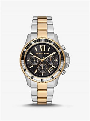 Michaelkors Oversized Everest Pavé Two-Tone Watch Two Tone | SN-MK28376
