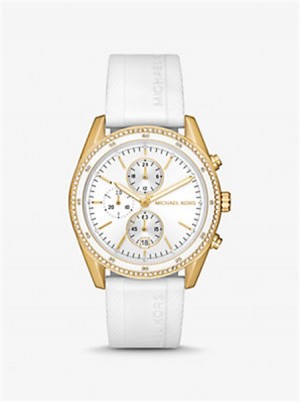 Michaelkors Oversized Hadyn Pavé Gold-Tone Watch Bílé | SN-MK28354