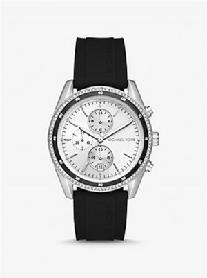 Michaelkors Oversized Hadyn Pavé Silver-Tone Watch Černé | SN-MK28357