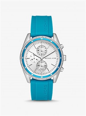 Michaelkors Oversized Hadyn Pavé Silver-Tone Watch Blankyt | SN-MK28407