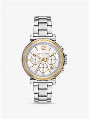 Michaelkors Oversized Maren Silver-Tone Watch Two Tone | SN-MK28303