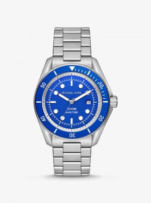 Michaelkors Oversized Maritime Silver-Tone Stříbrné | SN-MK28281