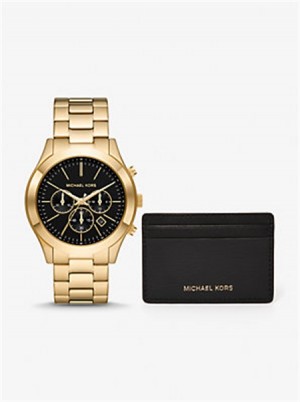 Michaelkors Oversized Slim Runway Watch and Card Case Gift Set Zlaté | SN-MK28367