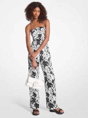 Michaelkors Palm Print Satin Tie-Back Černé Bílé | SN-MK26747