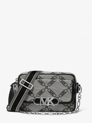 Michaelkors Parker Medium Empire Logo Jacquard Béžový Černé | SN-MK27146