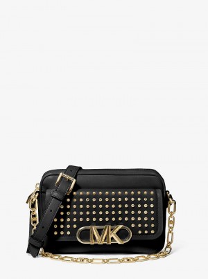 Michaelkors Parker Medium Studded Leather Černé | SN-MK27231
