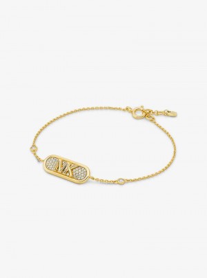 Michaelkors Pavé Precious Metal-Plated and Sterling Silver Empire Logo Zlaté | SN-MK27795