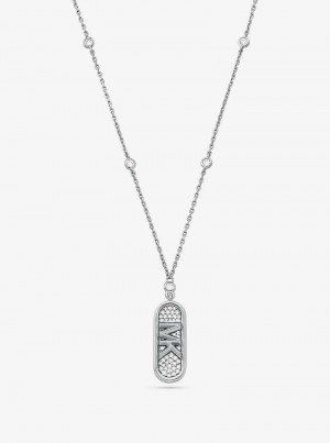 Michaelkors Pavé Precious Metal-Plated and Sterling Silver Empire Logo Stříbrné | SN-MK27796