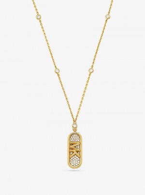 Michaelkors Pavé Precious Metal-Plated and Sterling Silver Empire Logo Zlaté | SN-MK27824